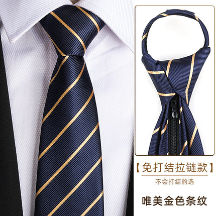 Dress Business Tie Men's and Women's Groom Wedding Black Zipper Korean Narrow No Lazy Striped Bow Tie Plaid