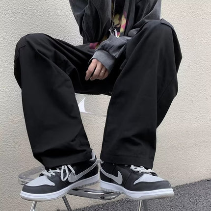 Casual Pants Men's 2022 Autumn New Handsome Loose Hong Kong Style Tooling Drawstring Teenager Leggings