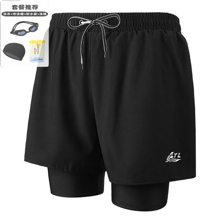 Anti-Embarrassment Men's Swimming Trunks Set Sun Protection Boys Swimming Equipment Swimming Trunks Loose Large Size Beach Trunks Swimming Trunks