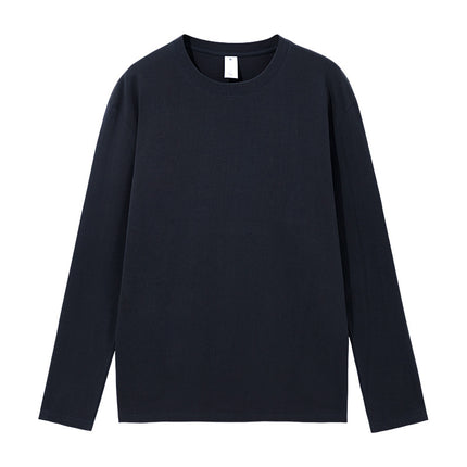 Live explosions cotton 230g heavy round neck T-shirt solid color long sleeve loose bottoming shirt women Xinjiang cotton logo