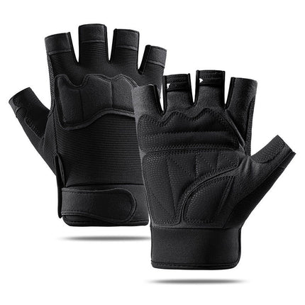 Gloves Outdoor Tactical Half-Finger Cycling Gloves Men's Mountaineering Fitness Training Iron Anti-Slip Electric Vehicle Black Hawk Gloves