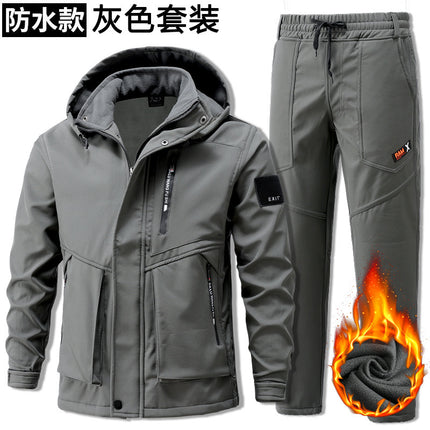 Outdoor assault clothing suit autumn and winter men's fleece-lined thickened cold-proof windproof waterproof warm cycling mountaineering suit