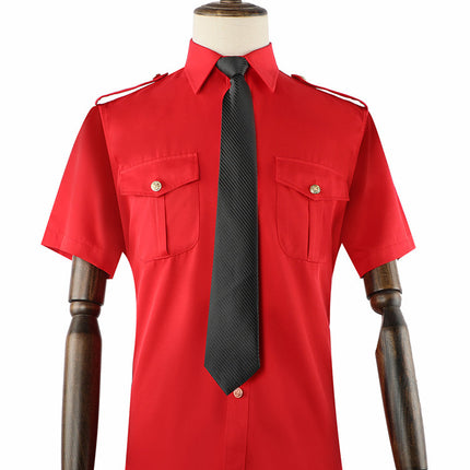 Red Uniform Shirt Security Property Guard Concierge Clothing Security Clothing Work Clothes Shirt Professional Drummer Performance Clothes