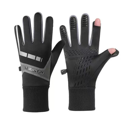 Autumn and Winter Cycling Gloves Warm Gloves Men's Touch Screen Fleece-Lined Waterproof Anti-Slip Sports Motorcycle Mountaineering Ski Gloves