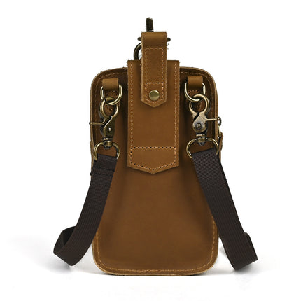 Cross-border Genuine Leather Men's Waist Bag Top Layer Cowhide Outdoor Backpack Crazy Horse Leather Belt Mobile Phone Bag