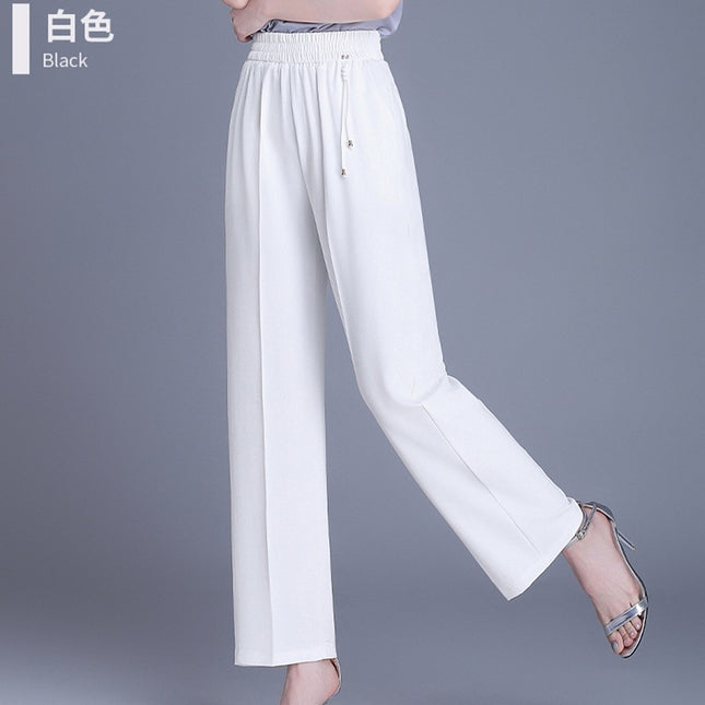 Straight-Leg Pants for Middle-Aged and Elderly Women, Summer Thin Loose Slimming Pants, Mom Pants, Simple Loose Casual Long Pants