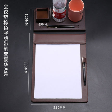 High-End Leather Hotel A4 Writing Board with Magnetic Buckle, Leather Coaster, Folder, Signing Document Board, Can Be Printed with Logo