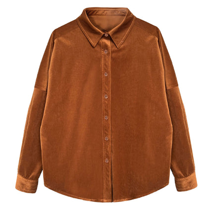 Lushi Japanese-Style Minimalist Thickened Brushed Corduroy Shirt for Women 2025 Autumn Inner Layering Base Shirt 3378
