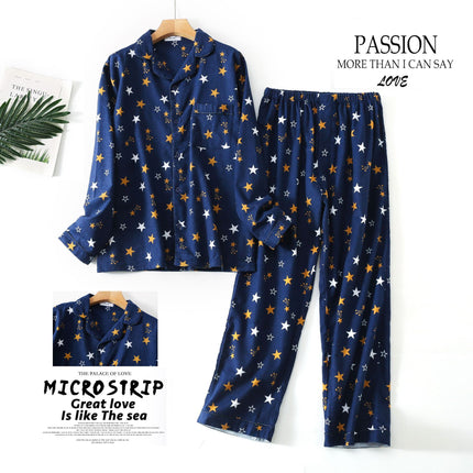 [Ready Stock] Men's Suit Long-Sleeved Pants Autumn and Winter Pajamas Velvet Plaid