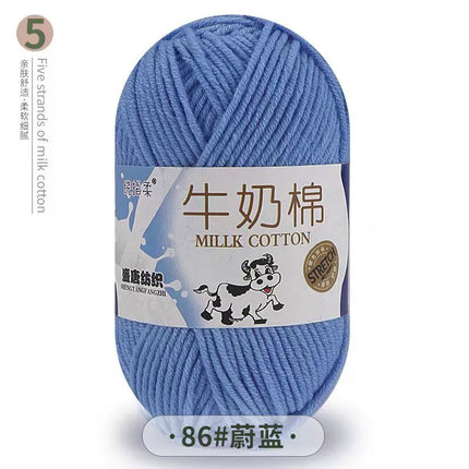 Five-Strand Milk Cotton Yarn Wholesale Medium-Thick Yarn Crochet Doll Shoes Scarf DIY Knitting Material Kit Crochet
