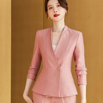 Fashionable professional women's dress elegant goddess style suit spring and autumn suit beauty salon front desk work uniform high-end