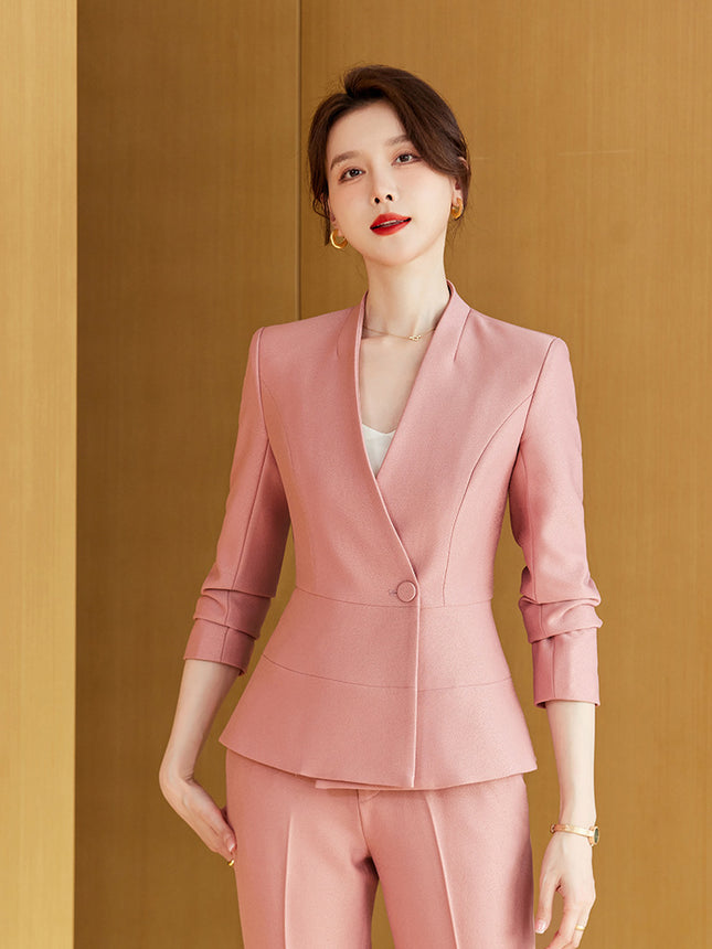 Fashionable professional women's dress elegant goddess style suit spring and autumn suit beauty salon front desk work uniform high-end