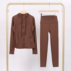 Maillard hooded embossed jacket cropped pants suit / 2/S