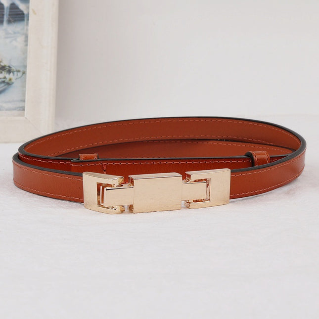 Women's Thin Black Leather Belt, Simple Versatile Waist-Cinching Decorative Belt for Dresses, Pants, and Coats, New Style