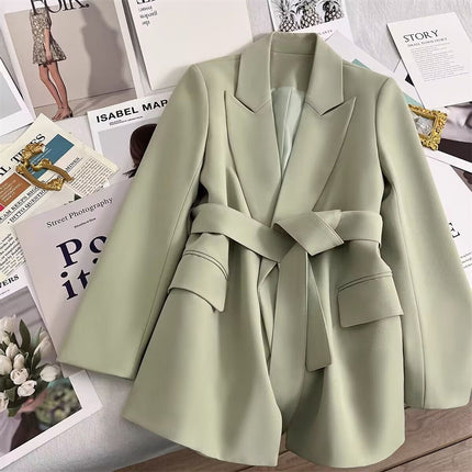 Trendy Suit Emerald Green Lace-Up Blazer for Women 2026 Spring New Design Stylish Korean Style Casual