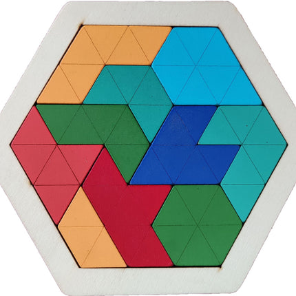 Wooden hexagon intelligence geometric puzzle cellular jigsaw puzzle honeycomb puzzle kindergarten baby toy