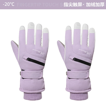 Wholesale Winter fleece-lined Ski Gloves Outdoor Sports Riding Non-slip Gloves Windproof Cold-proof Touch Screen Ladies Gloves