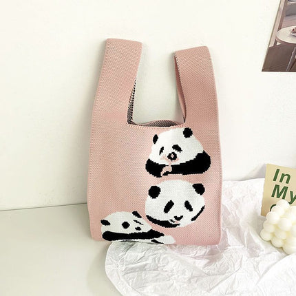 National Treasure Series Panda Knitted Bag Cute Tote Bag Panda Travel Souvenir 2023 New National Trend Bag