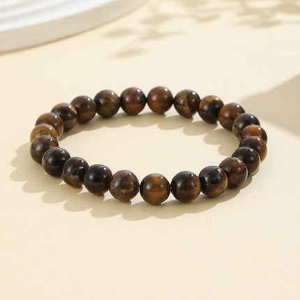 European and American Cross-Border Hot-Selling Popular Jewelry 8mm Natural Stone Bracelet Amethyst Tiger Eye Stone Agate Bracelet Jewelry