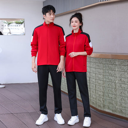 Spring and Autumn New Long-Sleeved Sweatshirt Jacket Student Class Uniform Sports Suit Couple Sportswear Sports Training Competition Uniform