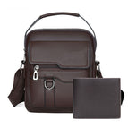 Brown lychee pattern large bag + short wallet