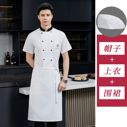 2024 Chef Clothes Short Sleeve Men's Restaurant Hotel Summer Work Clothes Catering Baking Tea House Rear Kitchen Work Clothes Long Sleeve