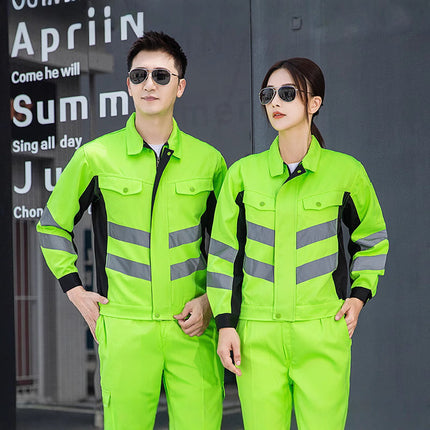 Long-sleeved overalls Reflective clothing Road maintenance and rescue engineering Labor protection clothing suit male sanitation road administration work clothing customization