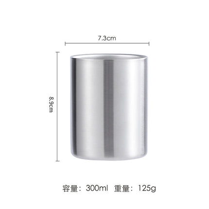 Wholesale Double-Layer Anti-Scald Mug with Handle, 304 Stainless Steel Water Cup with Lid, Children's Business Cup, Customizable with Logo