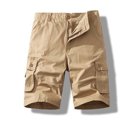Workwear shorts men's summer new Army Green multi-pocket cotton shorts loose thin casual sports pants