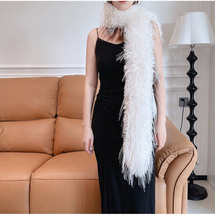 Super Long Long Wool Fluffy Scarf Women's Fashionable Matching Winter Warm Neck Warm Cold Fashionable Niche European and American