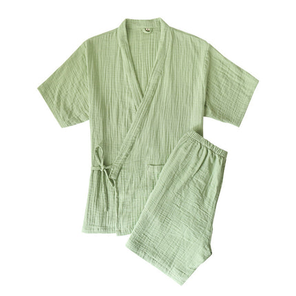 Lusu Cotton Linen Chinese-style Split Home Clothes Two-piece Set for Men and Women Couple Sweat Clothes Massage Clothes Absorbent