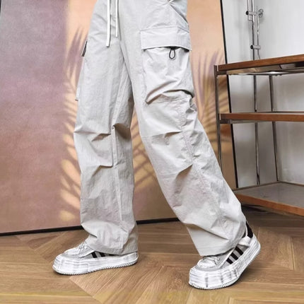 American Retro New Loose Casual Pants Men's Trendy Versatile Pants Summer Thin Drape Wide-Leg Floor-Length Trousers