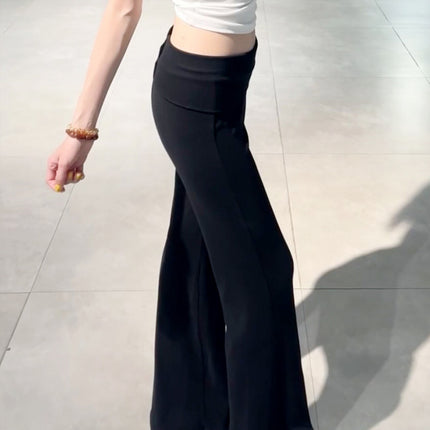 American-Style Flared Pants for Women, Summer Thin Low-Waist Slimming Bell-Bottom Pants with Drape, Horse Hoof Pants, Sports Sweatpants