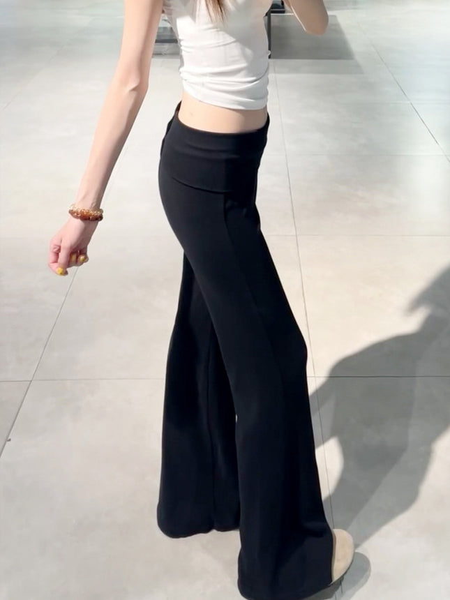 American-Style Flared Pants for Women, Summer Thin Low-Waist Slimming Bell-Bottom Pants with Drape, Horse Hoof Pants, Sports Sweatpants