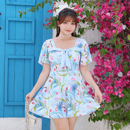 New Women's Beach Swimsuit Gather Conservative Fashionable Slim Belly Covering Slim-fit Hot Spring Skirt Swimsuit