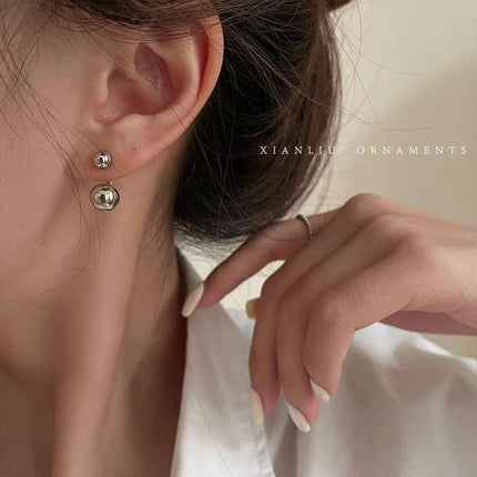 Geometric oval plain ring autumn and winter ear buckle women's fashion temperament high-end earrings cold wind commuting all-match ear jewelry