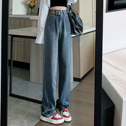 Light Color High Waist Wide Leg Loose Straight Pants Jeans Women's 2025 New Explosions Slimming Mop Pants Ins