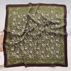 Large and small cashew bean green silk scarf square scarf