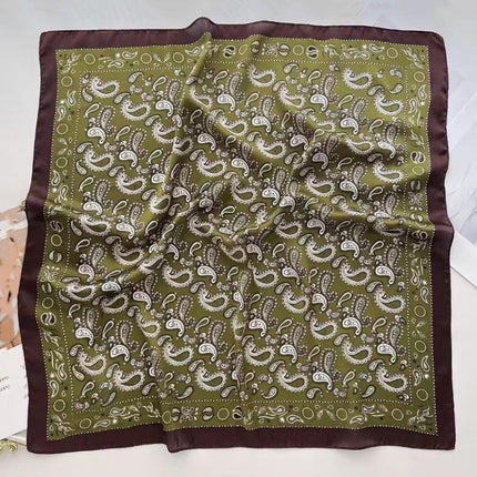 Korean Cashew Silk Scarf Women's Square Scarf Leopard Print Silk Scarf Imitation Silk Scarf Elegant Fashion Four Seasons Cross-Border Printed Scarf