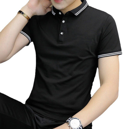 Young Men's Short-Sleeved Polo Shirt New Men's Large Size Short t Youth Half-Sleeved T-Shirt Student Polo Shirt