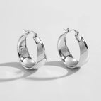 Stamped cambered earrings 25mm steel color MS-043