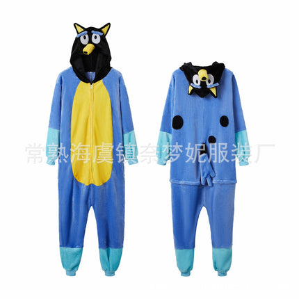 Mixed Batch Autumn and Winter 2025 New Flannel Ibrahimovic Dog Zipper Cartoon One-Piece Pajamas for Adults and Kidsren