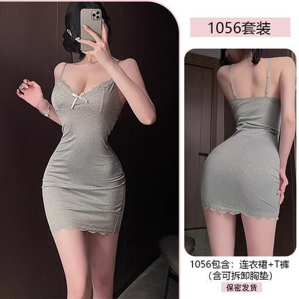 Sexy Lace Hip-Hugging Skirt, Hot Girl, Royal Sister, Fun Suspender Skirt, Pure Lust Style, Sexy Temptation Pajamas with Breast Pads Qqny