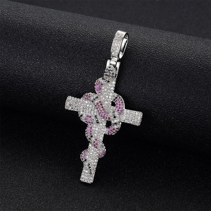 European and American Hip Hop Color Viper Cross Pendant for Men and Women Street Fashion Jewelry Necklace Yiwu Source Factory