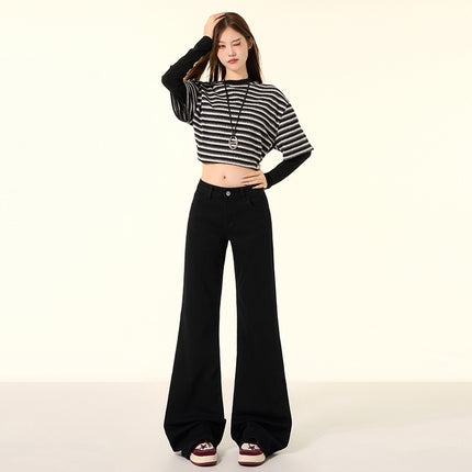 raccoon dog house# retro design feeling 2024 autumn and winter new micro la jeans women show American hot girl low waist horseshoe pants