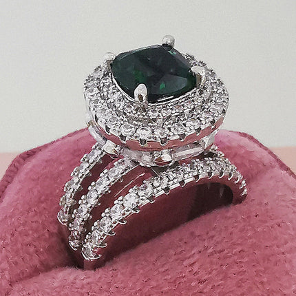 ebay AliExpress cross-border european and american fashion ring best selling square colored diamond ladies daily wedding r4898