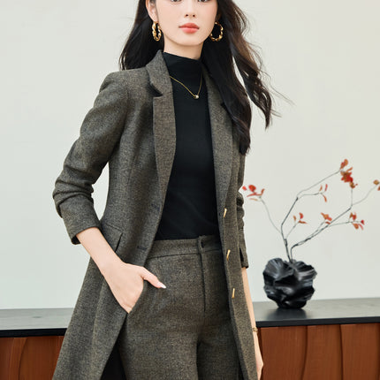 Cross-Border Autumn and Winter New Long-Style Suits, Professional Attire for Women, Mid-Length Fashionable Design, High-End Suit Sets