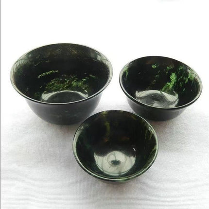 Natural Medicinal King Graphite Jade Tea Cup Qilian Jade Olive Green Dark Green Jade Meteorite with Magnetic Tea Set Wine Glass Wholesale