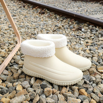 New Japanese Style Simple Short Rain Boots Women's Summer Waterproof Non-Slip Rain Boots Thick Bottom Cyber Popular Fashion Wear-Resistant Rubber Shoes Water Boots