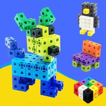 Children's Early Education Plastic Cube Teaching Aids Educational Assembling Small Square Building Blocks Toys Large Particles Cross-Border Wholesale